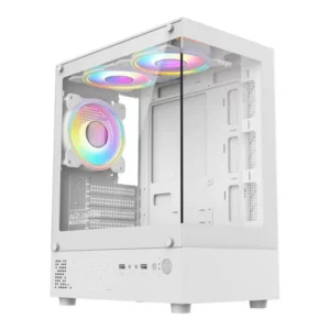 Armaggeddon Aquaron Duplex 2 Chroma MicroATX Gaming Case with 3 Fans – White